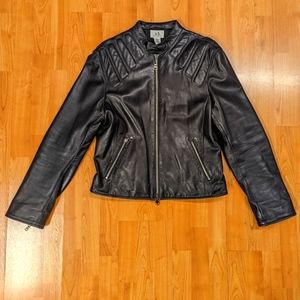 ARMANI EXCHANGE MEN'S MOTO BLACK LEATHER JACKET